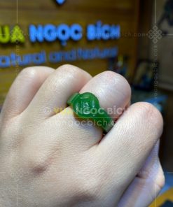 Nhẫn Càn Long Ngọc Bích Nephrite Jade Chạm Đồng Xu (VNB-NN001-5)
