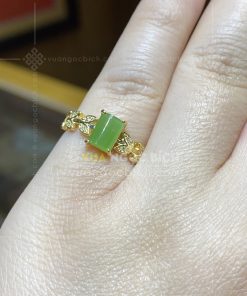 Nhẫn Ngọc Bích Xanh Táo Chữ Nhật Nhỏ (VNB-NN198)