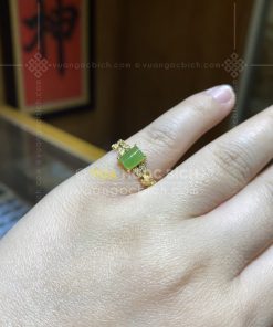 Nhẫn Ngọc Bích Xanh Táo Chữ Nhật Nhỏ (VNB-NN198)