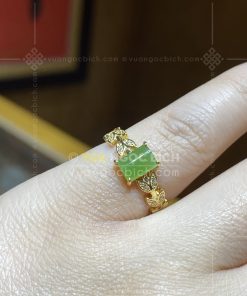 Nhẫn Ngọc Bích Xanh Táo Chữ Nhật Nhỏ (VNB-NN198)