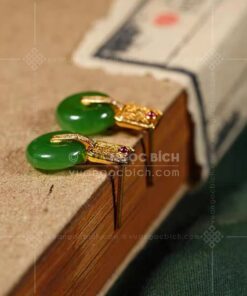 Bông Tai Đồng Điếu Ngọc Bích (VNB-BT905) 12 Bông Tai Đồng Điếu Ngọc Bích (VNB-BT905)