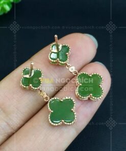 Bông Tai Cỏ Bốn Lá May Mắn Ngọc Bích (VNB-BT917)