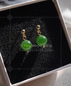 Bông Tai Vàng 14k Ngọc Bích (VNB-BT906) 15 Bông Tai Vàng 14k Ngọc Bích (VNB-BT906)