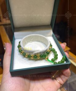 Vòng Tay Ngọc Bích 6mm VIP Mix Charm Vàng Tây (VNB-VT043-9)