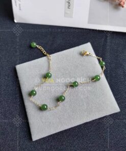 Lắc Tay Ngọc Bích Bi 6mm Mix Vàng (VNB-VT922)