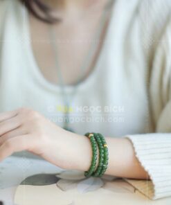 Vòng tay Ngọc Bích 6mm cuốn nhiều vòng 34