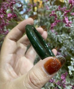 Vòng Tay Ngọc Bích Bản Đũa Liền Khối Màu Tối VIP - Ni 58 (VNB-VT350-1)