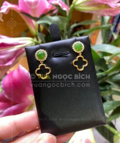 Bông Tai Cỏ Bốn Lá Ngọc Bích (VNB-BT278)