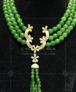 Chuỗi Cổ Ngọc Bích 8mm Mix Khoá Vàng 18k Mix Kim Cương VVIP (VNB-CC959) 40 Chuỗi Cổ Ngọc Bích 8mm Mix Khoá Vàng 18k Mix Kim Cương VVIP (VNB-CC959)