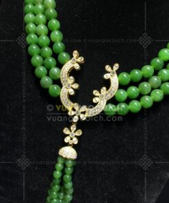 Chuỗi Cổ Ngọc Bích 8mm Mix Khoá Vàng 18k Mix Kim Cương VVIP (VNB-CC959)