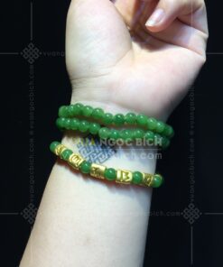 Chuỗi Vòng Tay Ngọc Bích 6mm Mix Bộ Chú Ommani Vàng 24k VIP (VNB-VT329-3)