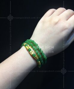 Chuỗi Vòng Tay Ngọc Bích 6mm Mix Bộ Chú Ommani Vàng 24k VIP (VNB-VT329-3)