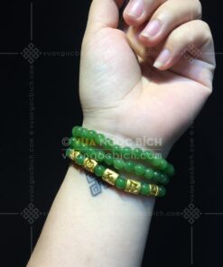 Chuỗi Vòng Tay Ngọc Bích 6mm Mix Bộ Chú Ommani Vàng 24k VIP (VNB-VT329-3)