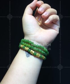 Chuỗi Vòng Tay Ngọc Bích 6mm Mix Bộ Chú Ommani Vàng 24k VIP (VNB-VT329-3)