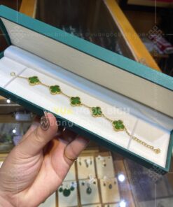 Lắc Tay Cỏ Bốn Lá Ngọc Bích 5 Bông (VNB-VT321)