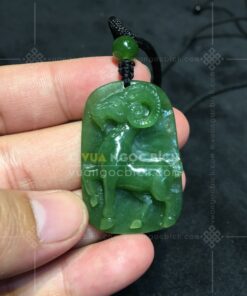 Mặt Dây Ngọc Bích Chạm Hình Con Dê (VNB-MD802)