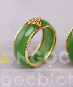 Nhẫn Bầu Ngọc Bích Bọc Vàng VIP (VNB-NN814)