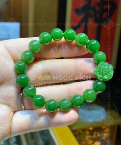 Vòng Tay Ngọc Bích 10mm VIP Mix Hoa Sen Nở Ngọc Bích (VNB-VT050-6) 16 Vòng Tay Ngọc Bích 10mm VIP Mix Hoa Sen Nở Ngọc Bích (VNB-VT050-6)