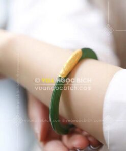 Các Mẫu Vòng Tay Ngọc Bích Bản Liền Bọc Vàng (VNB-VT810) 42