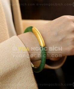 Các Mẫu Vòng Tay Ngọc Bích Bản Liền Bọc Vàng (VNB-VT810) 34
