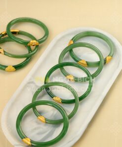 Các Mẫu Vòng Tay Ngọc Bích Bản Liền Bọc Vàng (VNB-VT810) 35