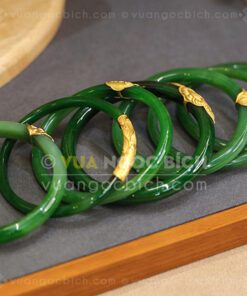 Các Mẫu Vòng Tay Ngọc Bích Bản Liền Bọc Vàng (VNB-VT810) 38