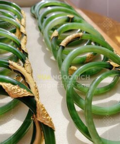 Các Mẫu Vòng Tay Ngọc Bích Bản Liền Bọc Vàng (VNB-VT810) 30