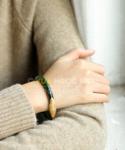 Các Mẫu Vòng Tay Ngọc Bích Bản Liền Bọc Vàng (VNB-VT810) 27