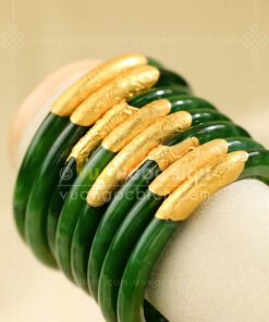 Các Mẫu Vòng Tay Ngọc Bích Bản Liền Bọc Vàng (VNB-VT810) 41