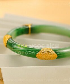 Các Mẫu Vòng Tay Ngọc Bích Bản Liền Bọc Vàng (VNB-VT810) 25