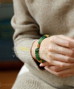 Các Mẫu Vòng Tay Ngọc Bích Bản Liền Bọc Vàng (VNB-VT810) 24