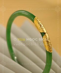 Các Mẫu Vòng Tay Ngọc Bích Bản Liền Bọc Vàng (VNB-VT810) 11