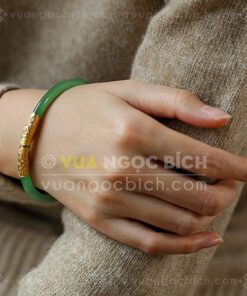 Các Mẫu Vòng Tay Ngọc Bích Bản Liền Bọc Vàng (VNB-VT810) 12