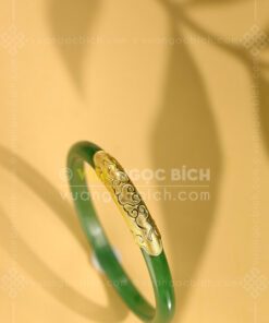 Các Mẫu Vòng Tay Ngọc Bích Bản Liền Bọc Vàng (VNB-VT810) 14