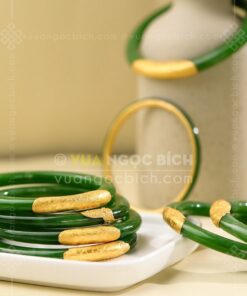 Các Mẫu Vòng Tay Ngọc Bích Bản Liền Bọc Vàng (VNB-VT810) 40