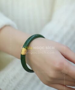 Các Mẫu Vòng Tay Ngọc Bích Bản Liền Bọc Vàng (VNB-VT810) 17