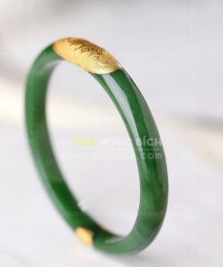 Các Mẫu Vòng Tay Ngọc Bích Bản Liền Bọc Vàng (VNB-VT810) 9