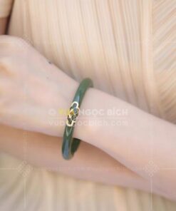 Các Mẫu Vòng Tay Ngọc Bích Bản Liền Bọc Vàng (VNB-VT810) 8