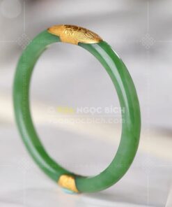 Các Mẫu Vòng Tay Ngọc Bích Bản Liền Bọc Vàng (VNB-VT810) 6