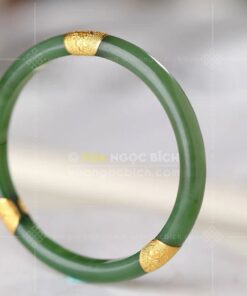 Các Mẫu Vòng Tay Ngọc Bích Bản Liền Bọc Vàng (VNB-VT810) 5