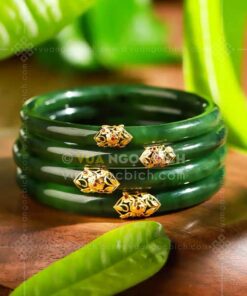 Các Mẫu Vòng Tay Ngọc Bích Bản Liền Bọc Vàng (VNB-VT810) 4