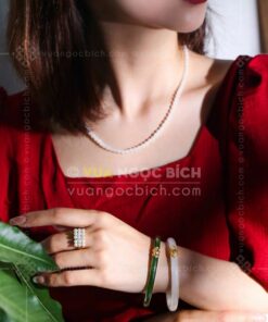 Các Mẫu Vòng Tay Ngọc Bích Bản Liền Bọc Vàng (VNB-VT810) 2