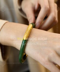 Các Mẫu Vòng Tay Ngọc Bích Bản Liền Bọc Vàng (VNB-VT810) 31