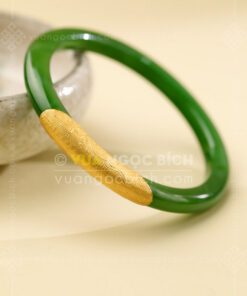 Các Mẫu Vòng Tay Ngọc Bích Bản Liền Bọc Vàng (VNB-VT810) 33