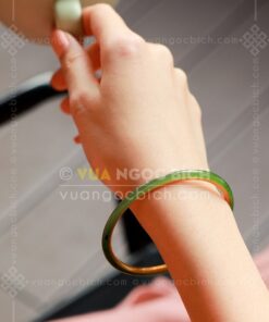 Vòng Tay Ngọc Bích Bản Liền Bọc Vàng (VNB-VT948)