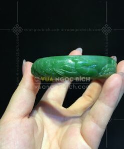 Vòng Tay Ngọc Bích Bản Liền Chạm Chim Công (VNB-VT262)