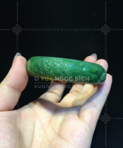 Vòng Tay Ngọc Bích Bản Liền Chạm Chim Công (VNB-VT262)