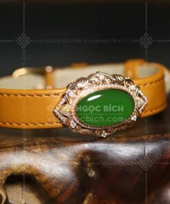 Vòng Tay Ngọc Bích Bọc Vàng Mix Dây Da (VNB-VT961) 13 Vòng Tay Ngọc Bích Bọc Vàng Mix Dây Da (VNB-VT961)