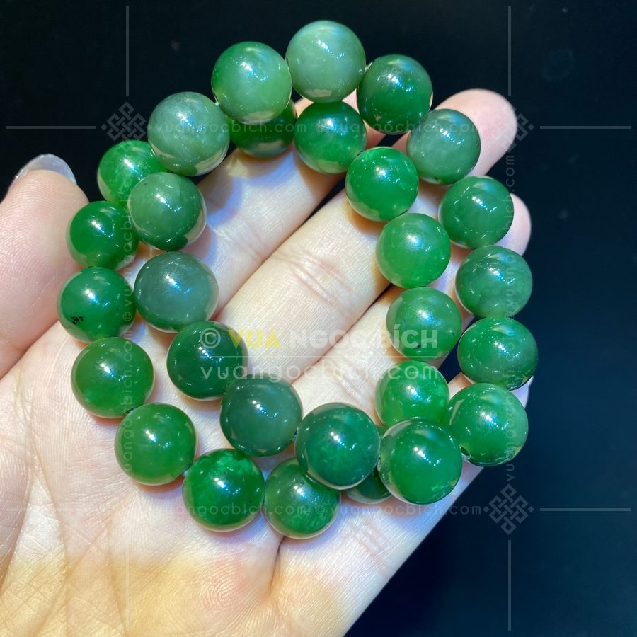 Vòng Tay Ngọc Bích Nephrite Jade 13mm (VNB-VT337) 28 Vòng Tay Ngọc Bích Nephrite Jade 13mm (VNB-VT337) 1