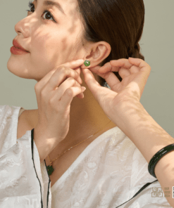 Bông Tai Vàng 14k Hoa Mai Ngọc Bích (VNB-BT211-1)